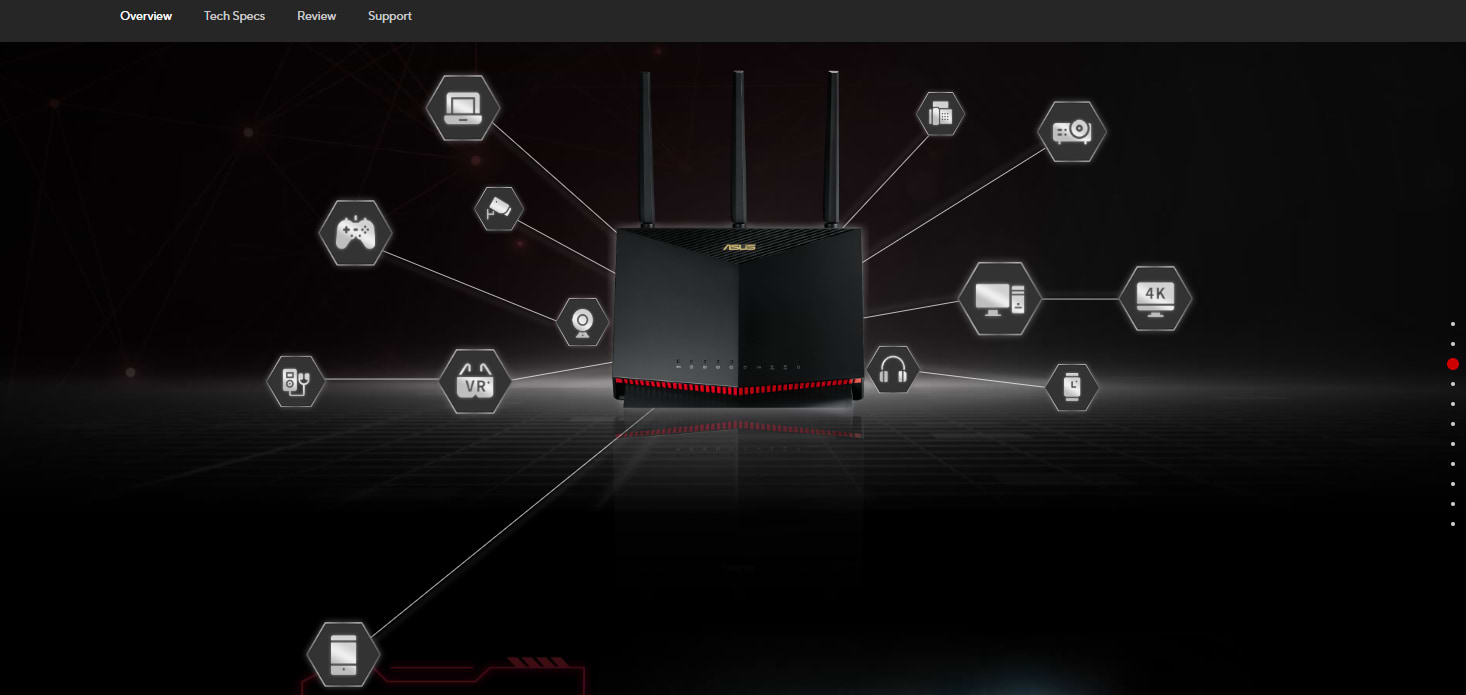 ראוטר גיימינג Asus RT-AX86U Pro AX5700 WiFi 6 - צבע שחור שלוש שנות אחריות ע"י היבואן הרשמי