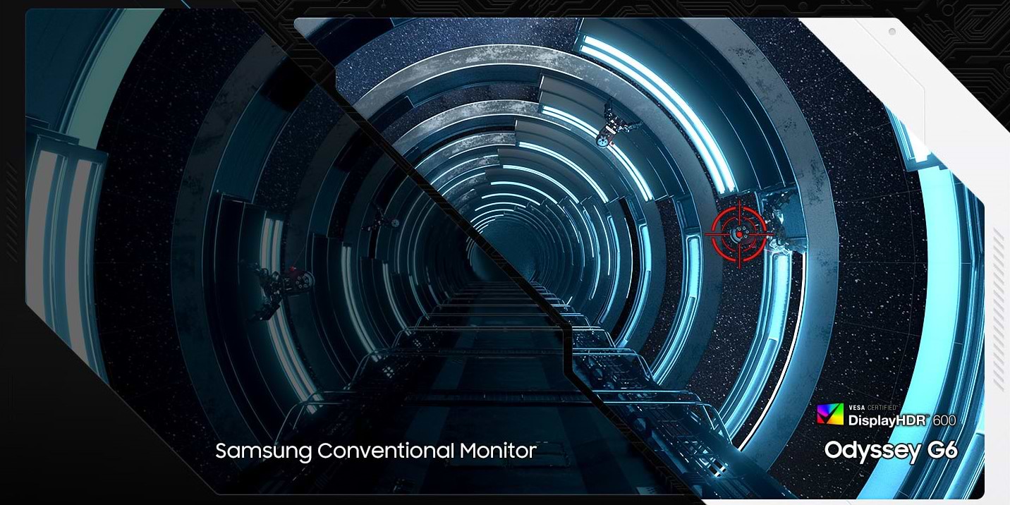 מסך מחשב גיימינג קעור 31.5'' Samsung Odyssey G6 S32BG650EM WQHD VA 240Hz FreeSync Premium Pro 1ms - צבע שחור שלוש שנות אחריות ע"י היבואן הרשמי