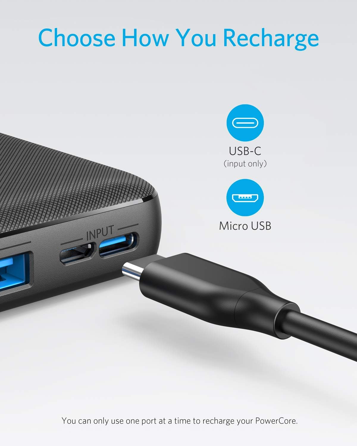 סוללת גיבוי Anker PowerCore III Select 20,000mAh USB-C - צבע שחור 12 חודשים אחריות ע"י היבואן הרשמי