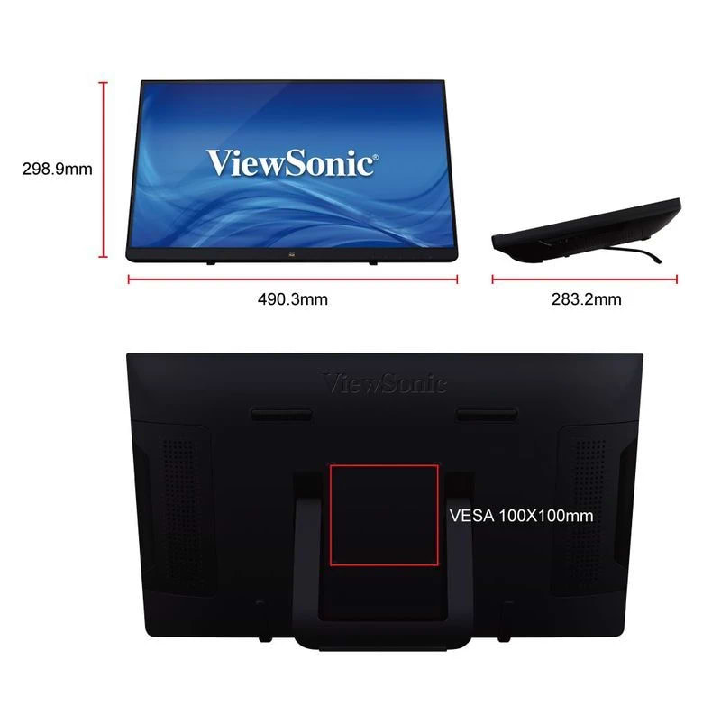 מסך מחשב נייד 22"ViewSonic TD2230 FHD IPS - צבע שחור שלוש שנות אחריות ע"י יבואן רישמי