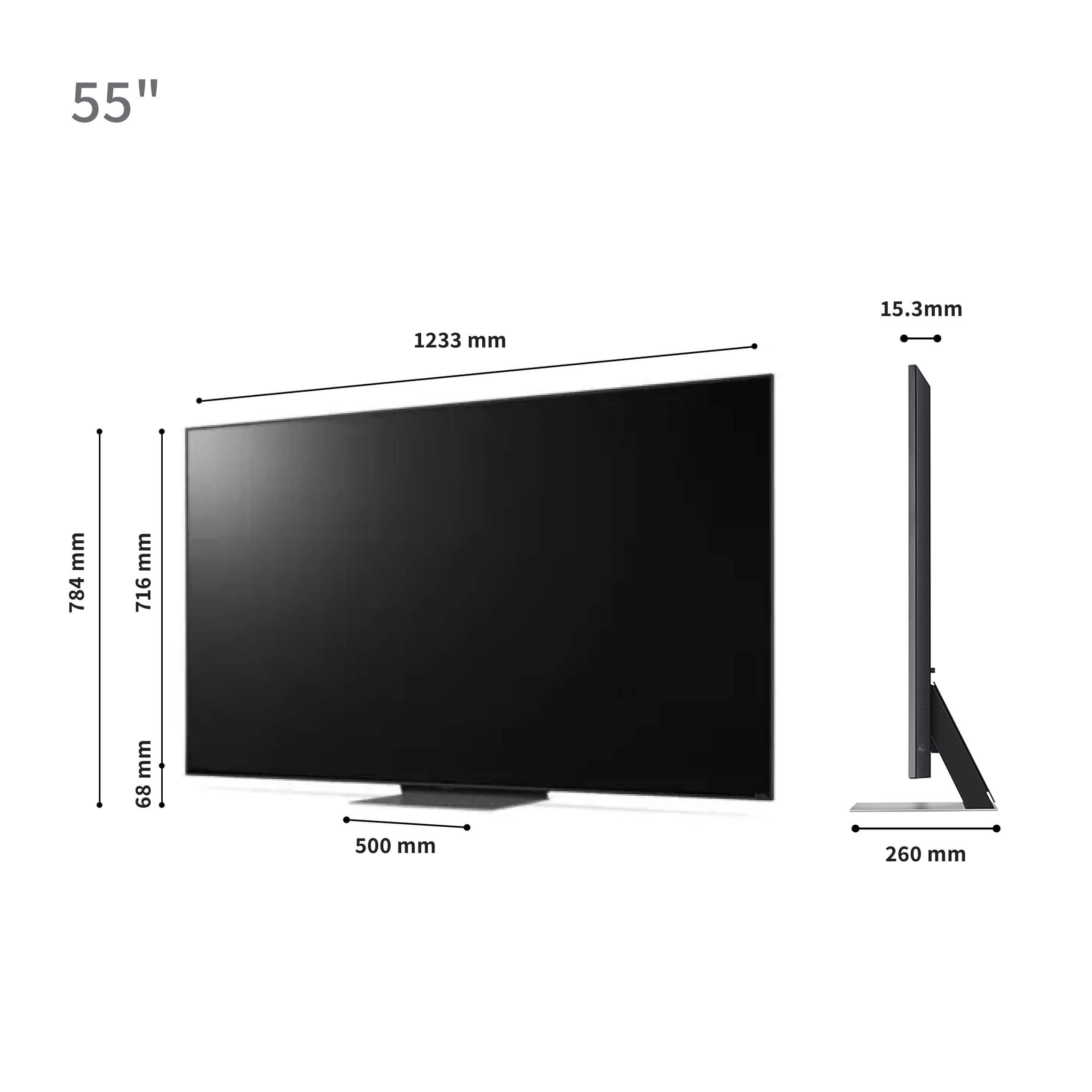 טלוויזיה LG חכמה 55 אינץ'  4Kבטכנולוגיית QNED - Quantum Dot & NanoCell   דגם: 55QNED816RA