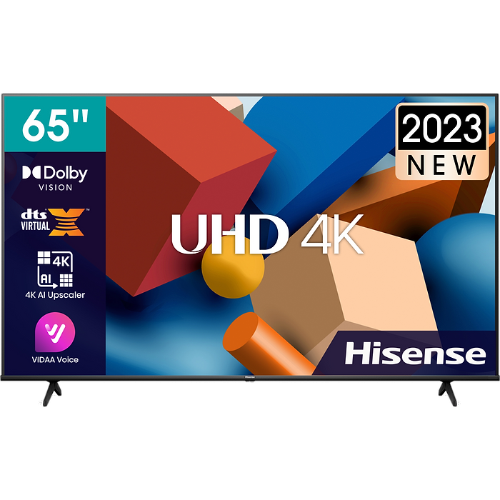 טלוויזיה חכמה 65 Hisense Vidaa 6 UHD 4K Smart TV 65A6K - שלוש שנים אחריות עי היבואן הרשמי 