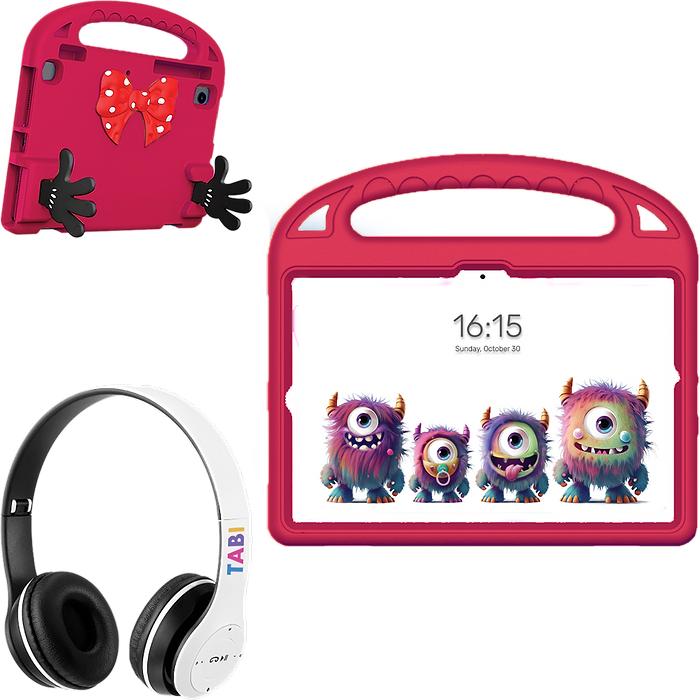 מארז טאבלט לילדים, אוזניות קשת אלחוטיות וכיסוי עם רצועת נשיאה BDK TABI 10.1 32GB 3GB RAM 4G LTE - צבע ורוד פוקסיה שנה אחריות עי היבואן הרשמי