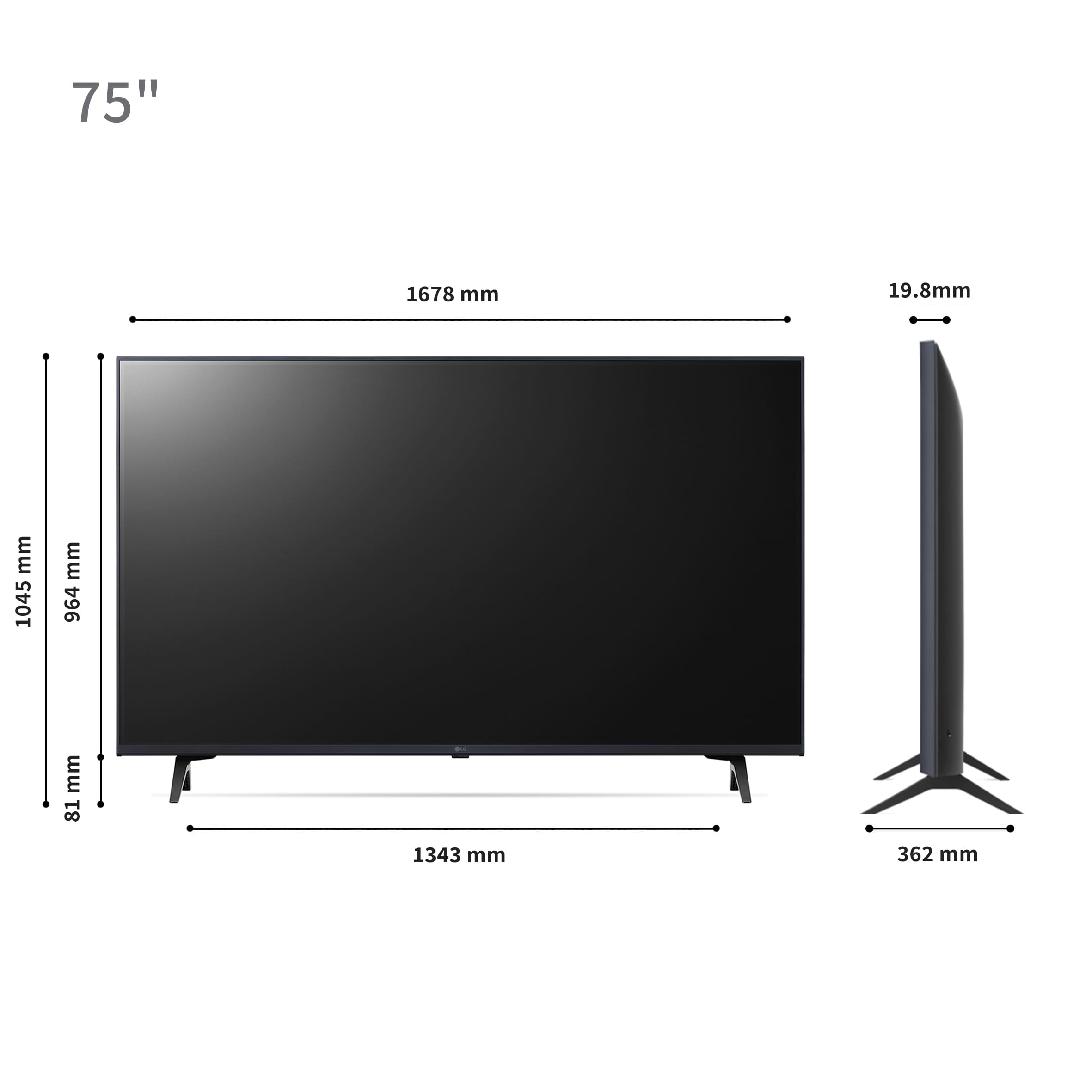 טלוויזיה חכמה 75 אינץ' ברזולוציית 4K LG UHD,  דגם: 75UR80006LJ