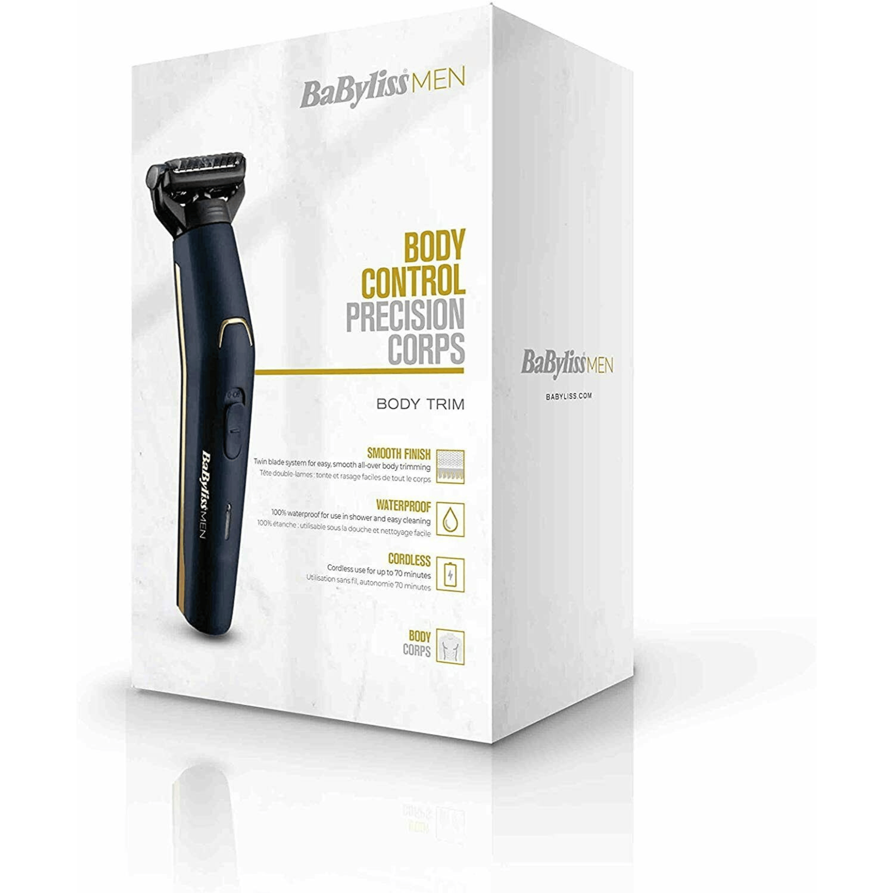מכשיר אלחוטי לגילוח שיער גוף לגברים עמיד במים Babyliss BA-BG120E - אחריות ע