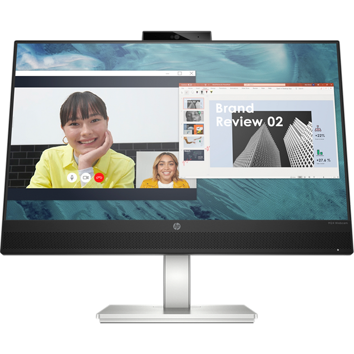 מסך מחשב עם רמקולים ומצלמה מובנית 23.8'' HP M24‎ FreeSync IPS FHD 75Hz - צבע שחור שנה אחריות עי היבואן הרשמי