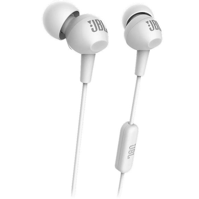 אוזניות חוטיות עם מיקרופון JBL C150SIU - צבע לבן