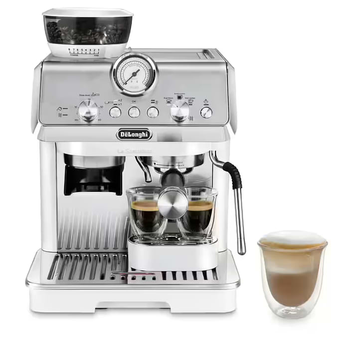 מכונת קפה ידנית DeLonghi EC9155.W  צבע לבן - שנתיים אחריות עי היבואן הרשמי 