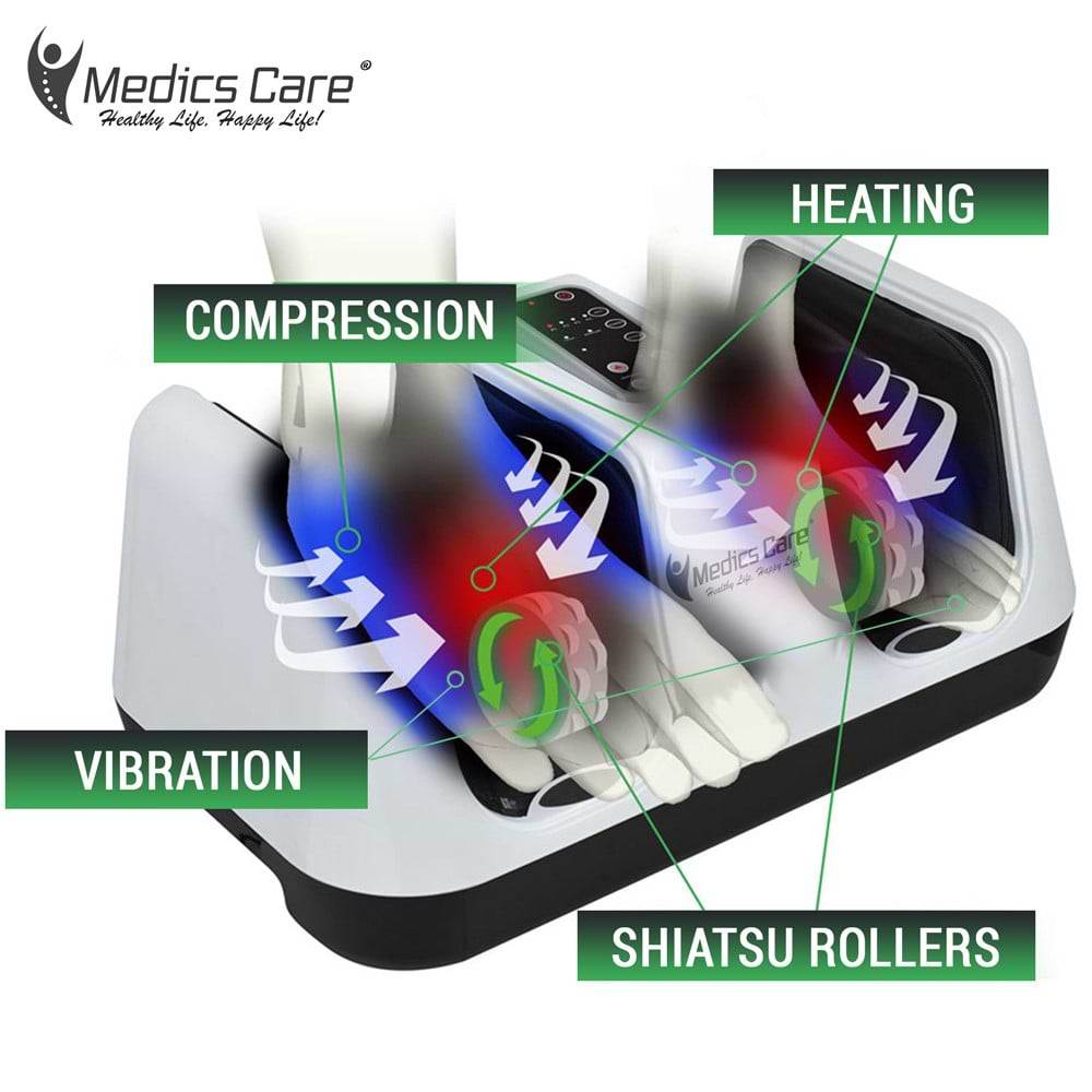 מכשיר עיסוי לכפות הרגליים וחימום וכריות אוויר מדיקס קאר דגם MEDICS CARE RELAX MASTER MC-8012A