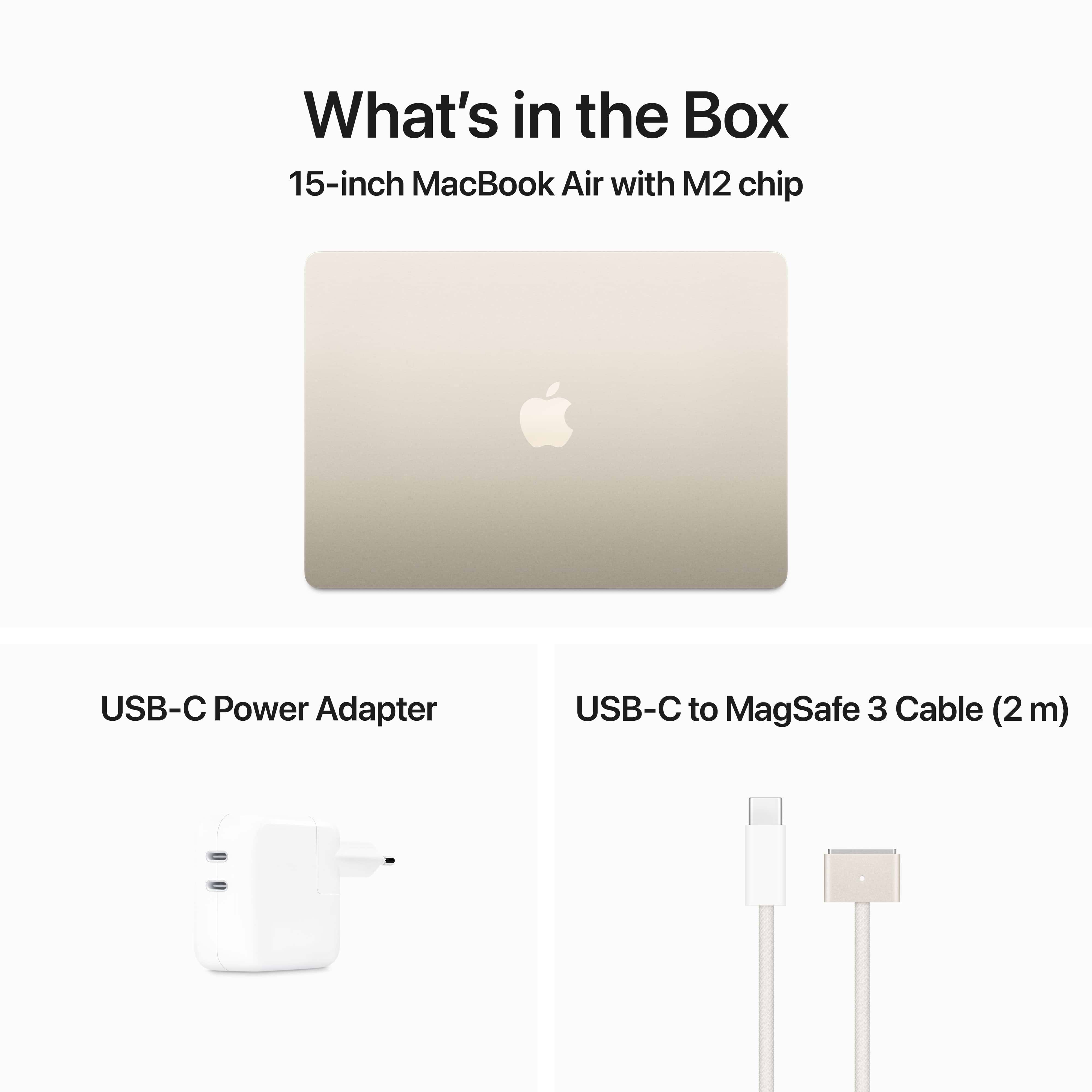 מחשב נייד Apple MacBook Air 15 - MQKU3HB/A M2 chip with 8-core CPU and 10-core GPU 256GB - צבע אור כוכבים שנה אחריות ע״י היבואן הרשמי