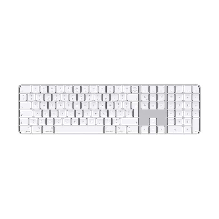 מקלדת אלחוטית Apple Magic Keyboard with Touch ID and Numeric Keypad  - צבע לבן שנה אחריות עי היבואן הרשמי 