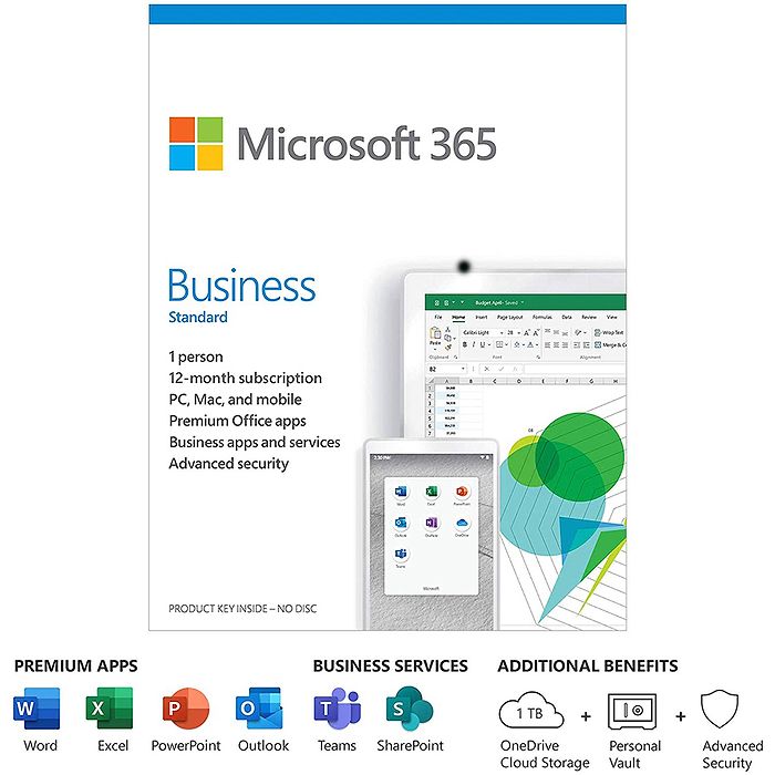 Office 365 Business Standard קוד דיגיטלי/ללא דיסק התקנה Office 365 Business Standard מנוי ל-12 חודשים 