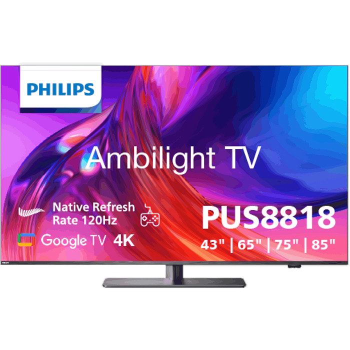 טלוויזיה חכמה 43 Philips LED 4K Ambilight 43PUS8818 - שנתיים אחריות עי היבואן הרשמי 