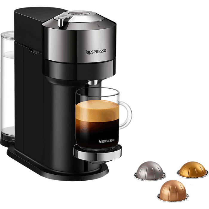 מכונת קפה Nespresso GCV1 Vertuo Next - צבע כרום בשילוב שחור שנה אחריות עי היבואן הרשמי