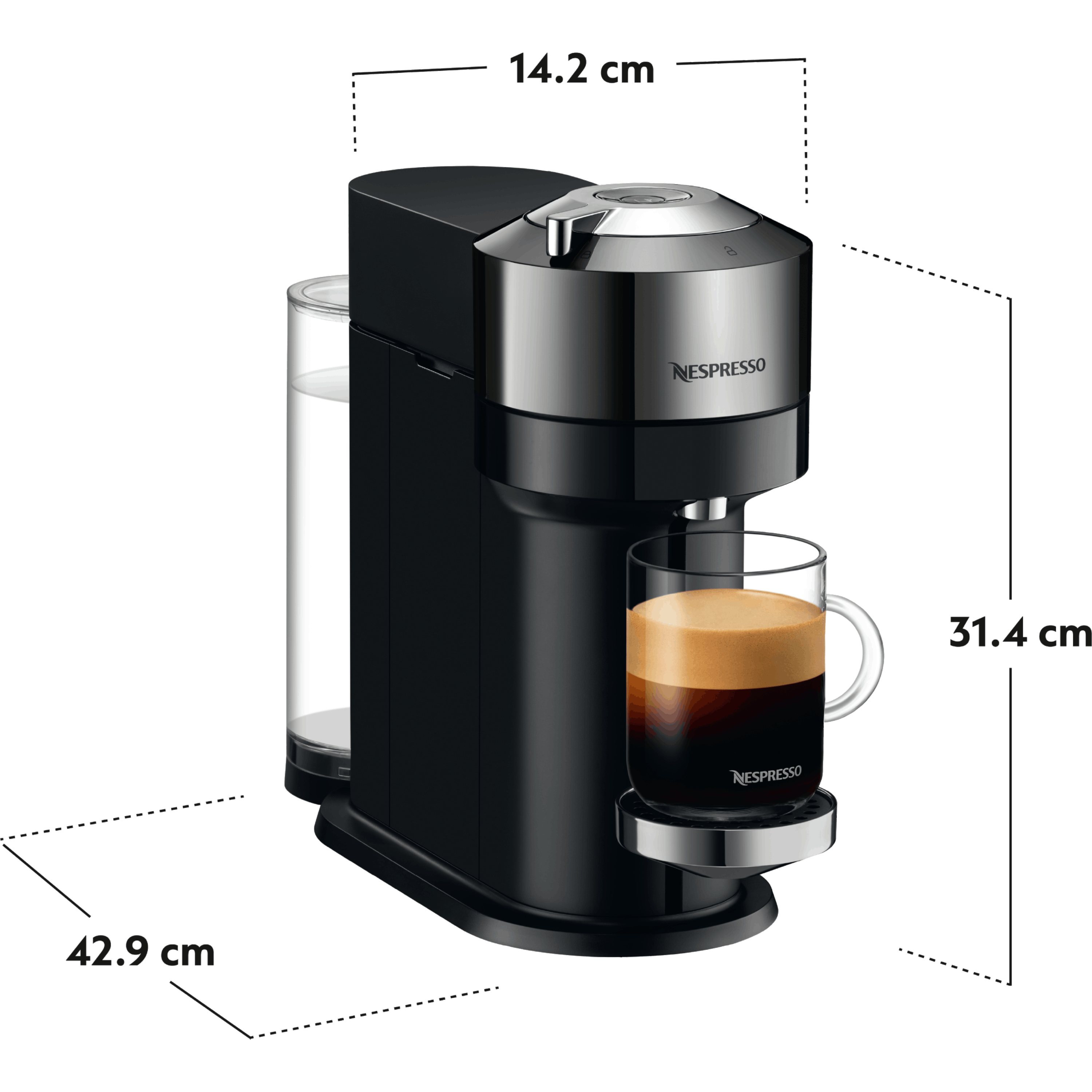 מכונת קפה Nespresso GCV1 Vertuo Next - צבע כרום בשילוב שחור שנה אחריות ע