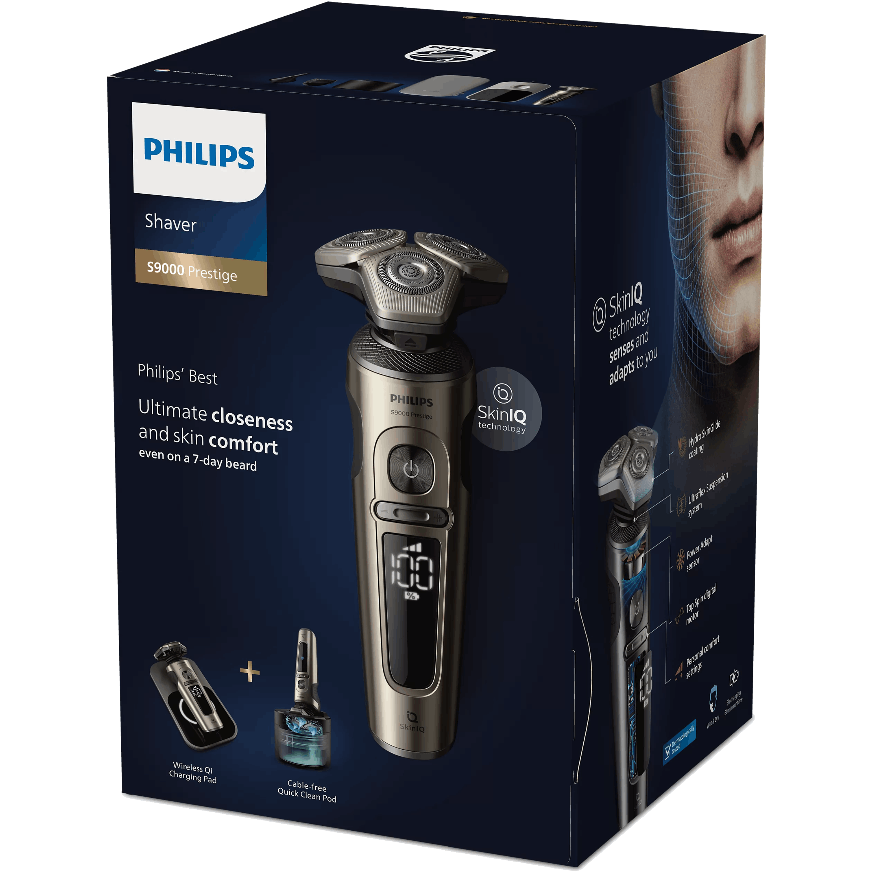 מכונת גילוח חשמלית לשימוש יבש ורטוב עם Philips SP9883/35 SkinIQ - שנתיים אחריות ע