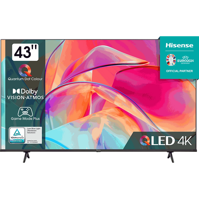 טלוויזיה חכמה 43 אינץ' Hisense 43E7KQ Smart TV 4k QLED - שלוש שנים אחריות עי היבואן הרשמי 