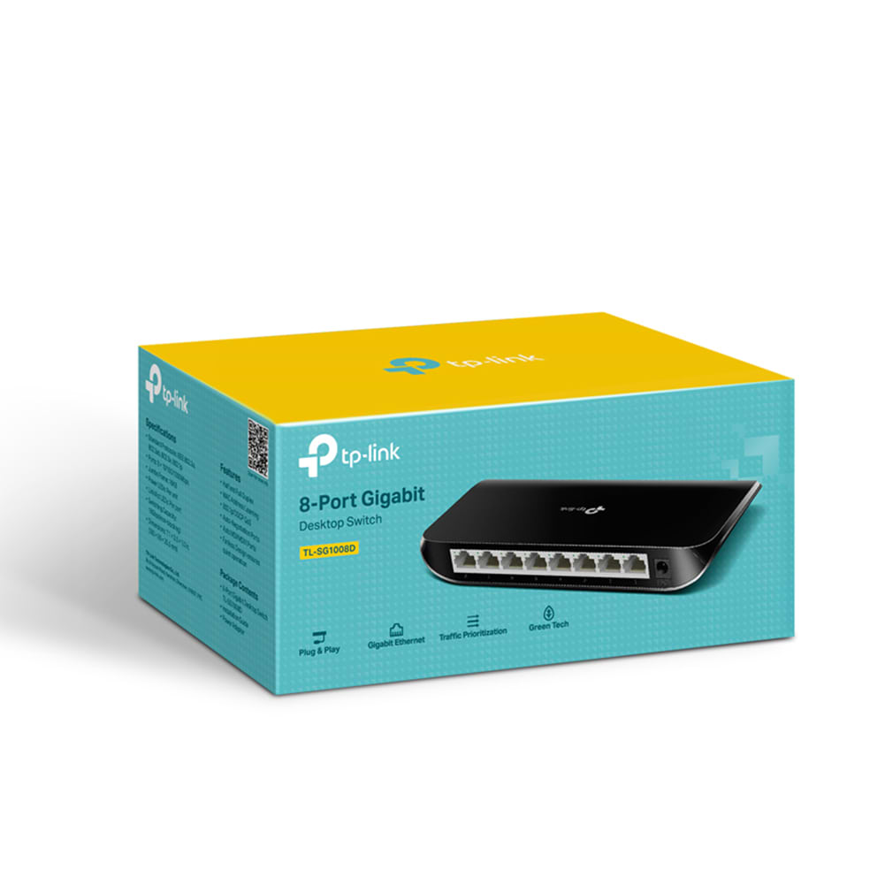 רכזת רשת / ממתג TP-Link TL-SG1008D 8-Port Gigabit Desktop Switch - צבע שחור שלוש שנות אחריות ע
