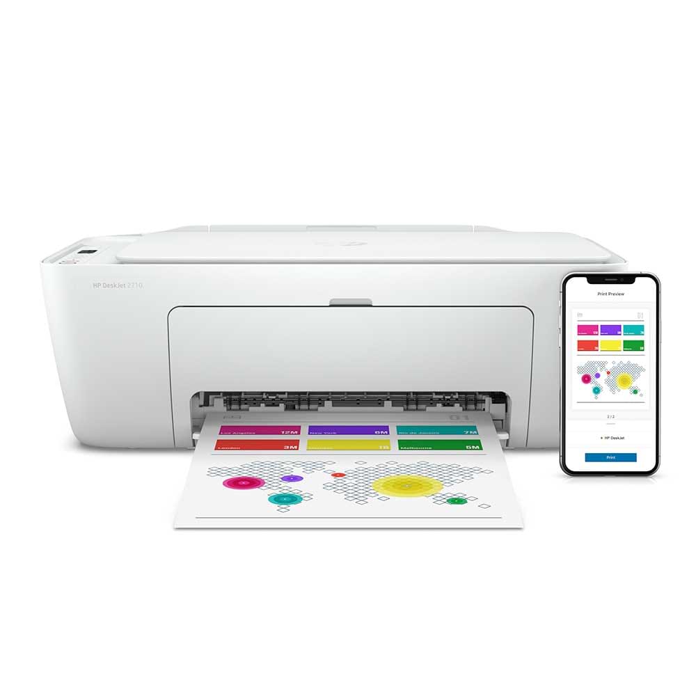 מדפסת משולבת אלחוטית HP Deskjet 2710 / 5AR83B - צבע לבן שנה אחריות ע