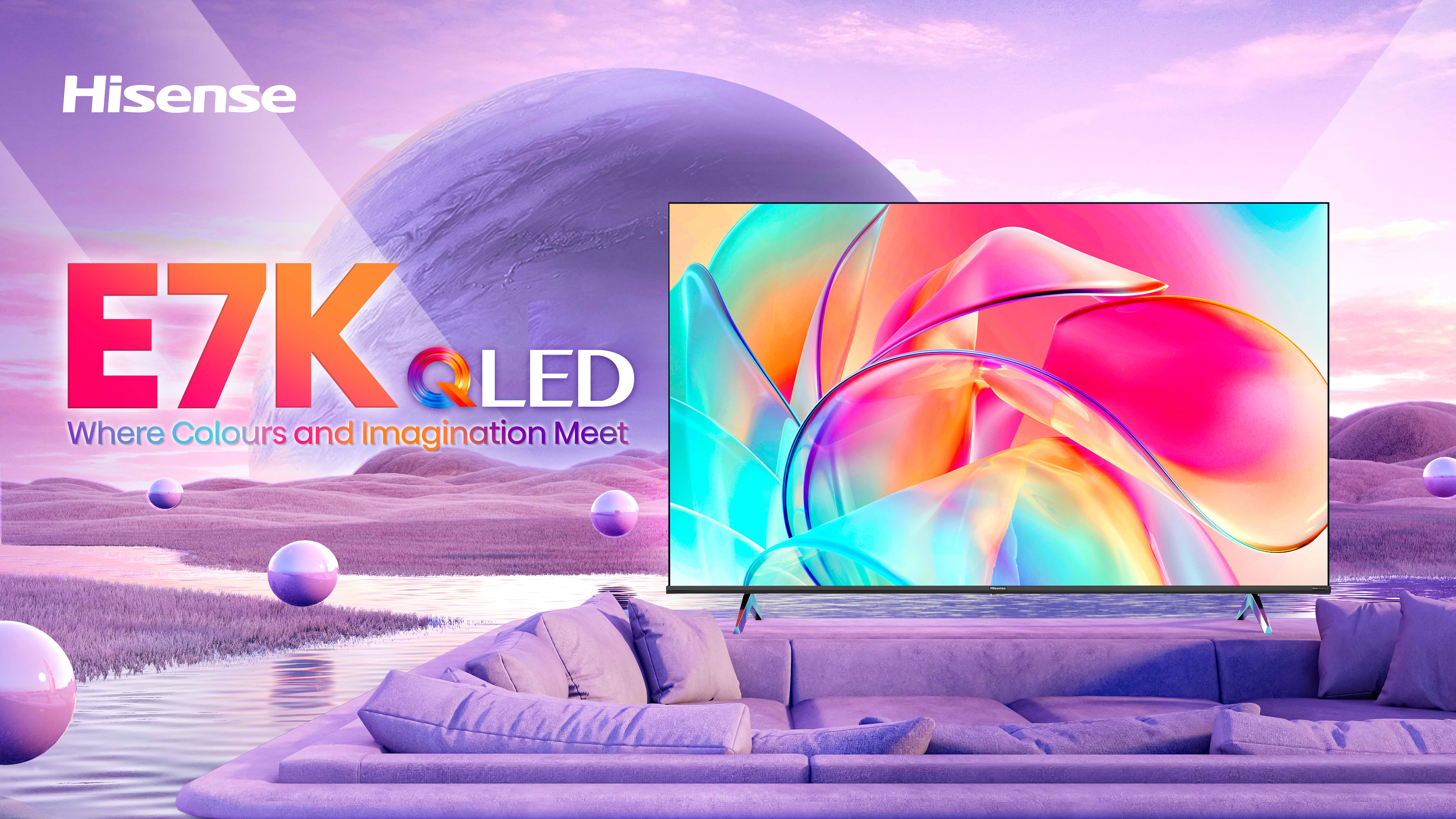 טלוויזיה חכמה 50 אינץ' Hisense 50E7KQ Smart TV 4k QLED - שלוש שנים אחריות ע"י היבואן הרשמי 