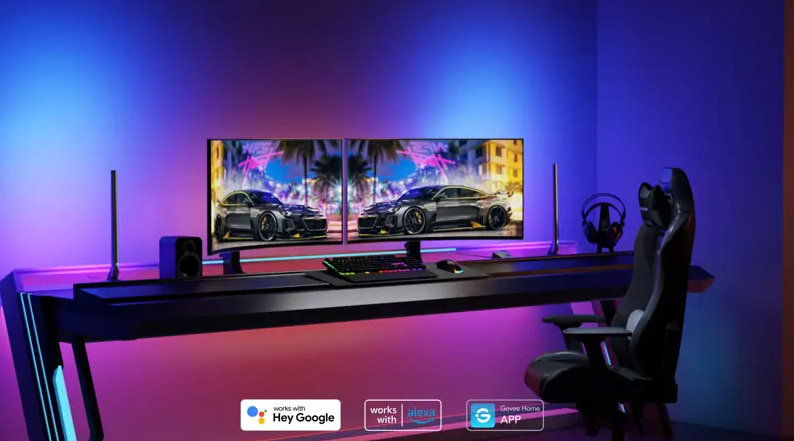 תאורה חכמה Govee Smart Gaming Light Bars - צבע שחור שנה אחריות ע"י היבואן הרשמי