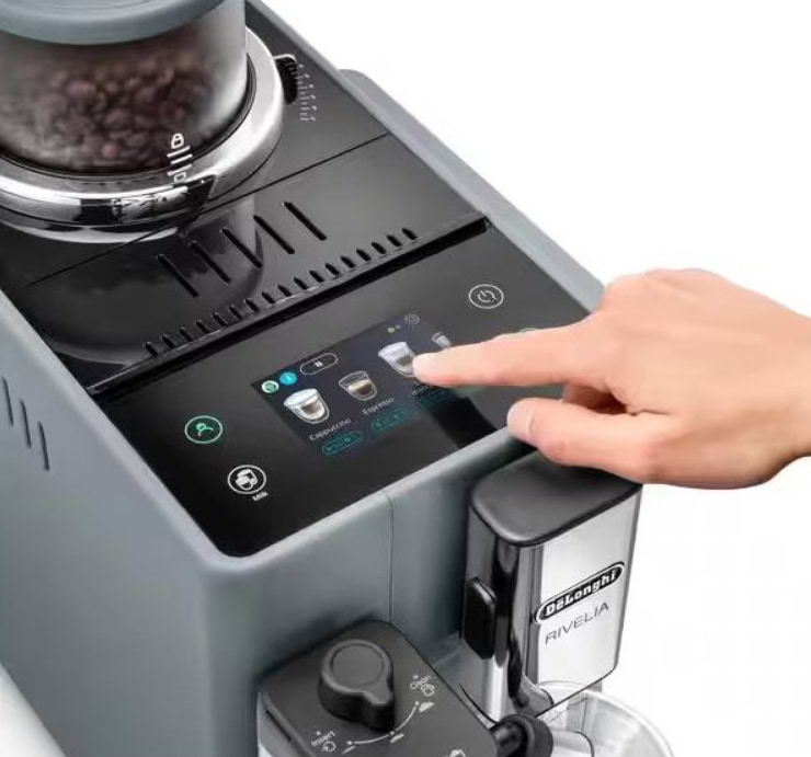 מכונת קפה Delonghi RIVELIA EXAM440.55.G - צבע כסף שנתיים אחריות ע"י היבואן הרשמי 