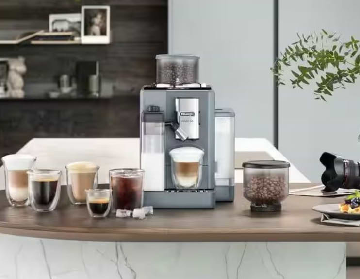 מכונת קפה Delonghi RIVELIA EXAM440.55.G - צבע כסף שנתיים אחריות ע"י היבואן הרשמי 