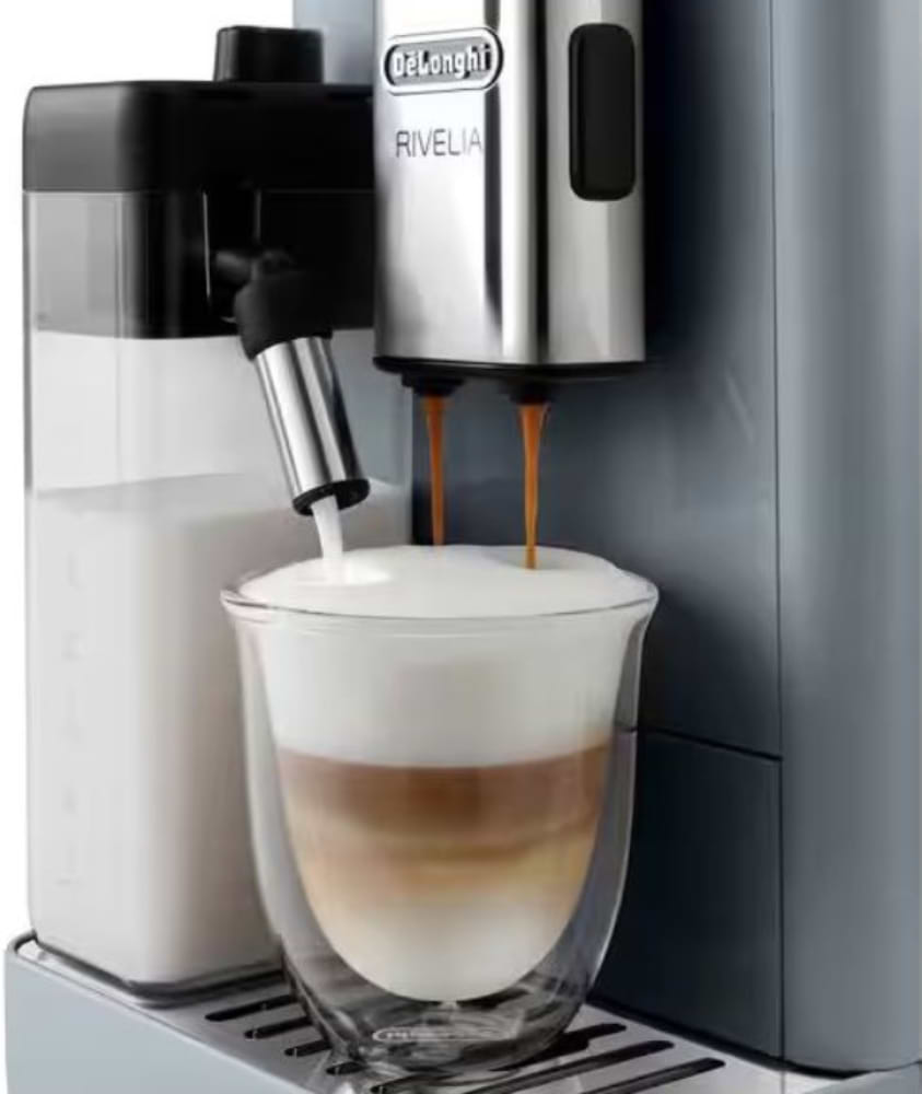 מכונת קפה Delonghi RIVELIA EXAM440.55.G - צבע כסף שנתיים אחריות ע"י היבואן הרשמי 