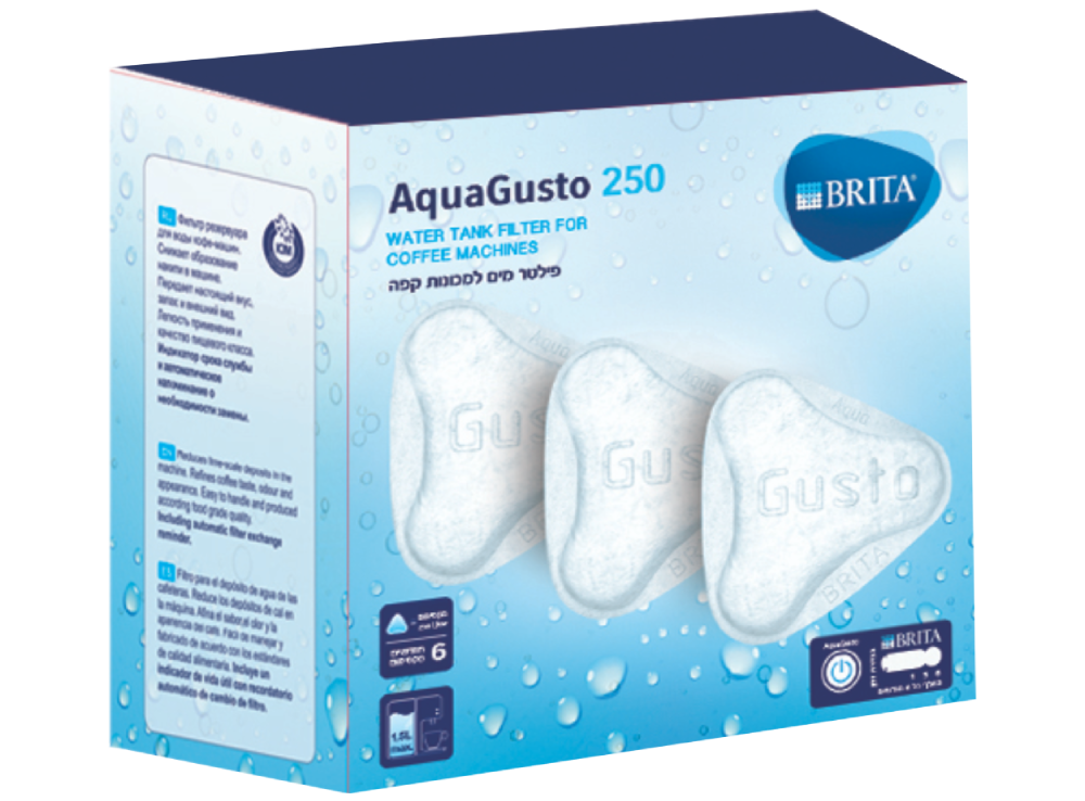 סט 3 פילטרים למיכלי מים ולמכונות קפה ביתיות Brita Aquagusto 250 37BT308 