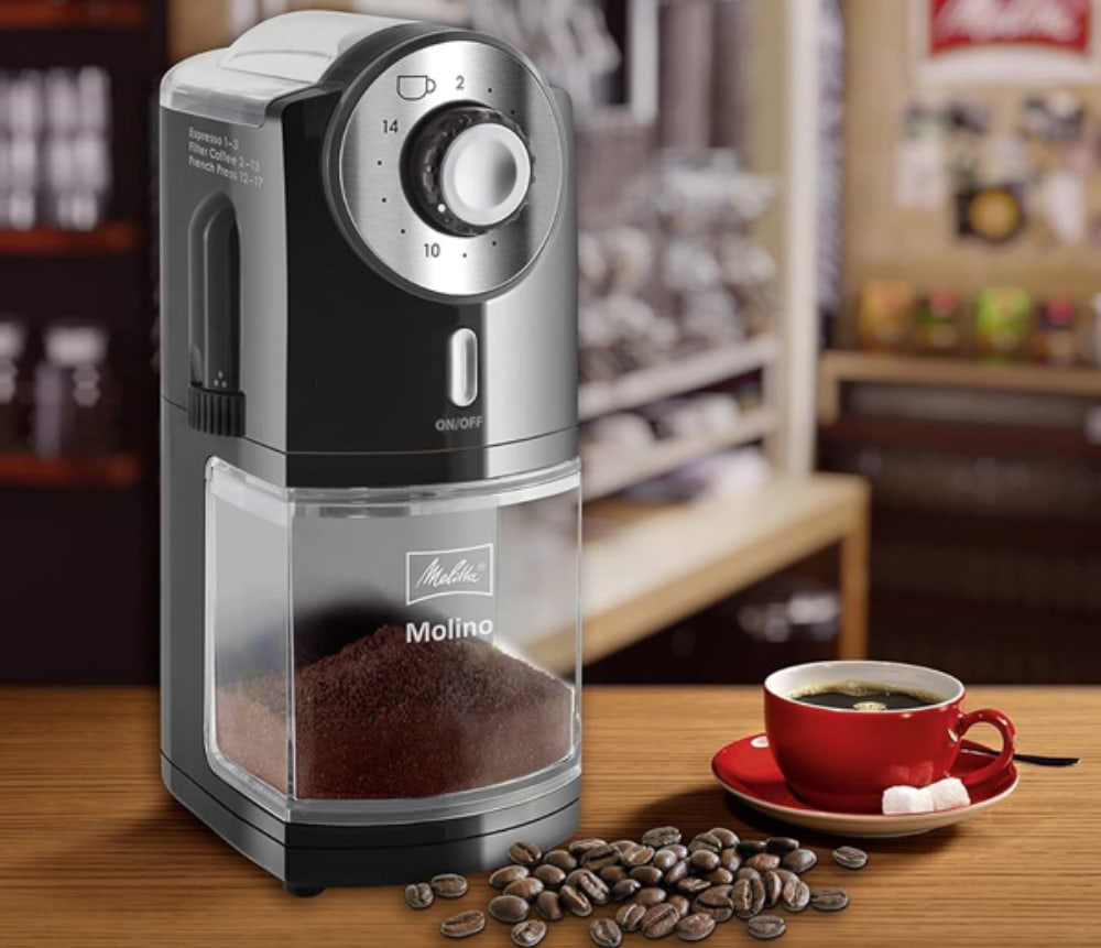 מטחנת קפה מקצועית Melitta Molino 1019-02 - צבע שחור אחריות ע"י היבואן הרשמי