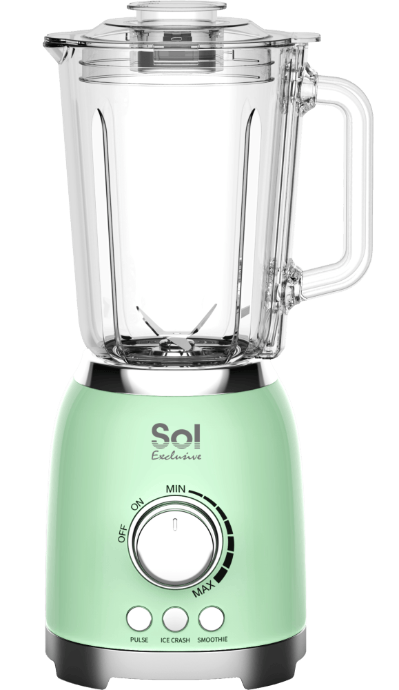 בלנדר זכוכית 1.5 ליטר Sol SL-7604 - צבע ירוק פסטל אחריות ע"י היבואן הרשמי 