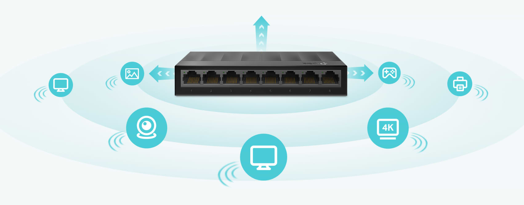 מתג שולחני 5 כניסות  TP-Link LS1005G Desktop Network Switch 10/100/1000Mbps - בצבע כחול שלוש שנות אחריות ע"י יבואן הרשמי 
