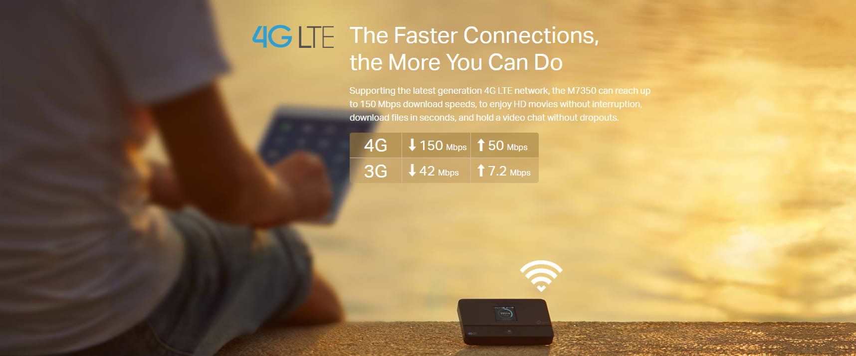 ראוטר אלחוטי TP-Link M7350 4G LTE Mobile WiFi - בצבע שחור שלוש שנות אחריות ע"י יבואן הרשמי 