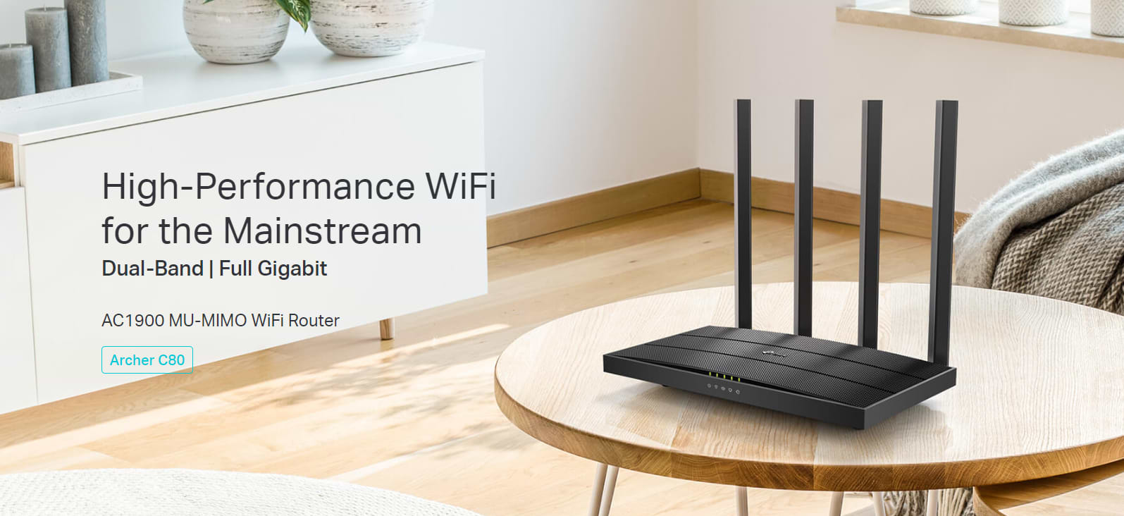 ראוטר TP-Link Archer C80 AC1900 Wireless MU-MIMO - צבע שחור שלוש שנות אחריות ע"י היבואן הרשמי