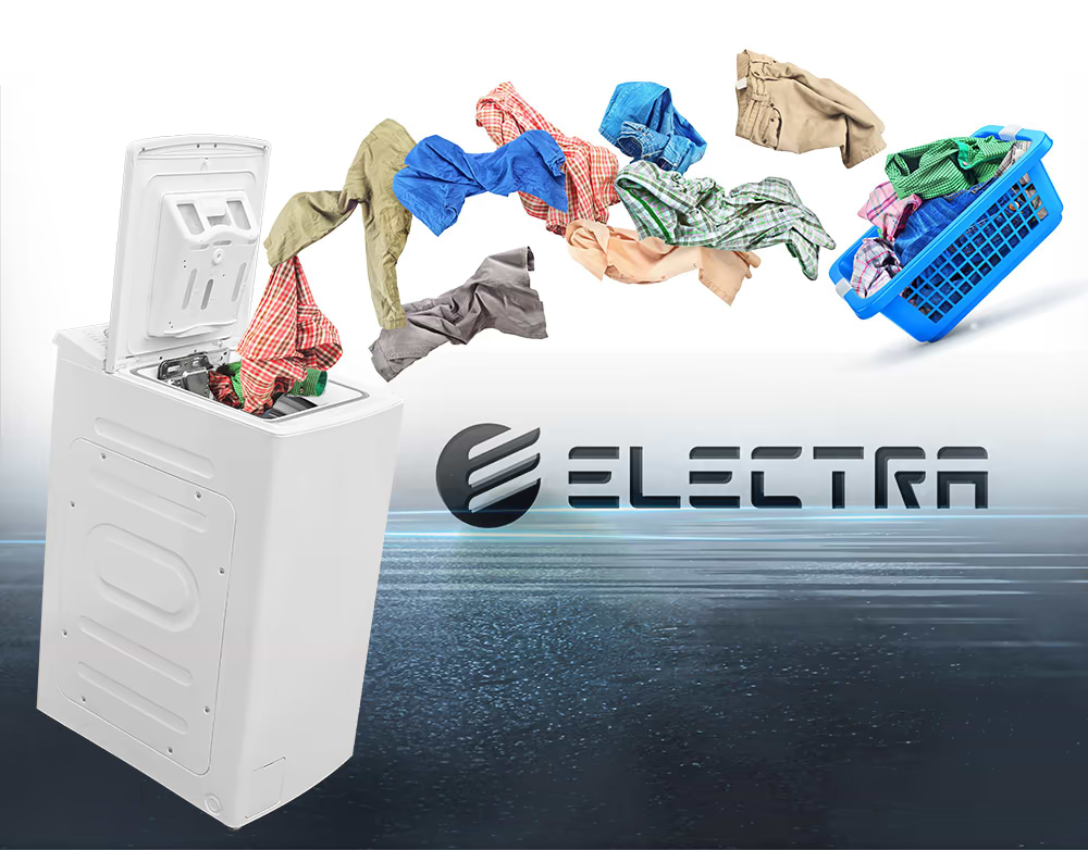 מכונת כביסה פתח עליון 7 ק"ג Electra EL10070 מהירות סחיטה  1200 סל"ד - צבע לבן אחריות ע"י היבואן הרשמי