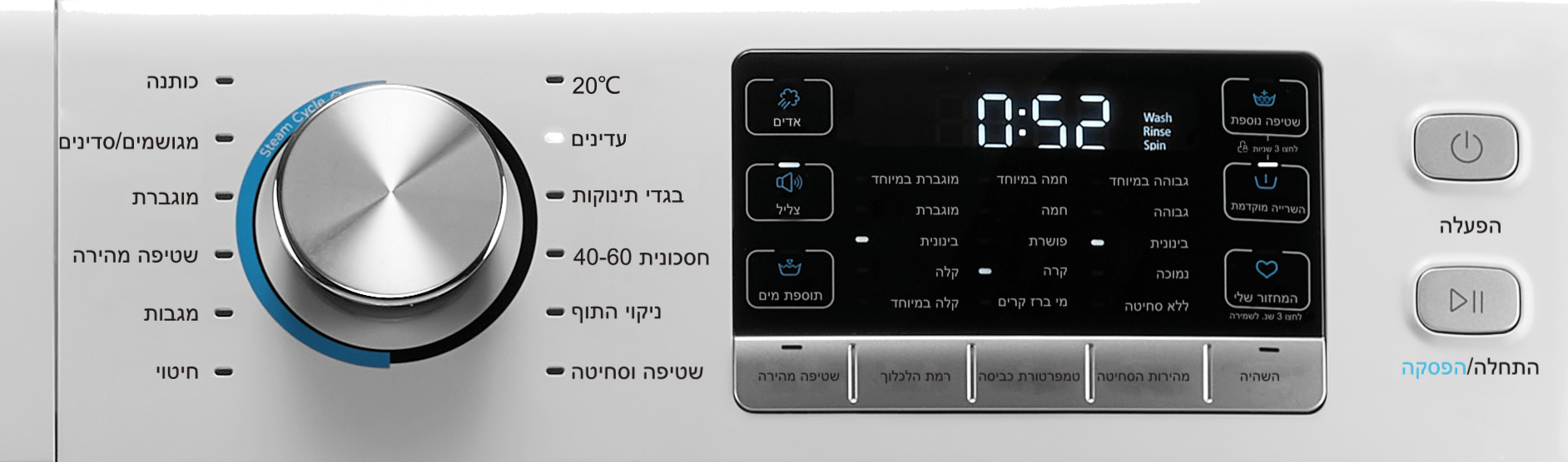 מכונת כביסה פתח חזית 18 ק"ג Electra EL1800 במהירות 1000 סל"ד - גימור לבן אחריות ע"י היבואן הרשמי