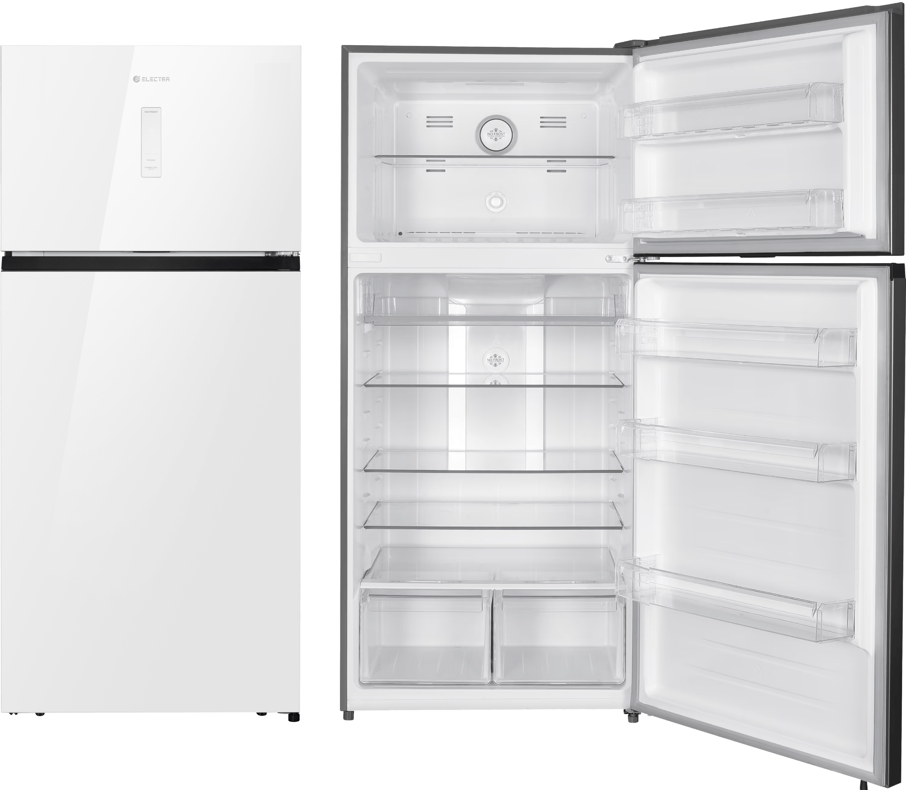 מקרר מקפיא עליון 635 ליטר נטו Electra EL675GW עם מפסק תאורה - גימור זכוכית לבנה  Mark Shop