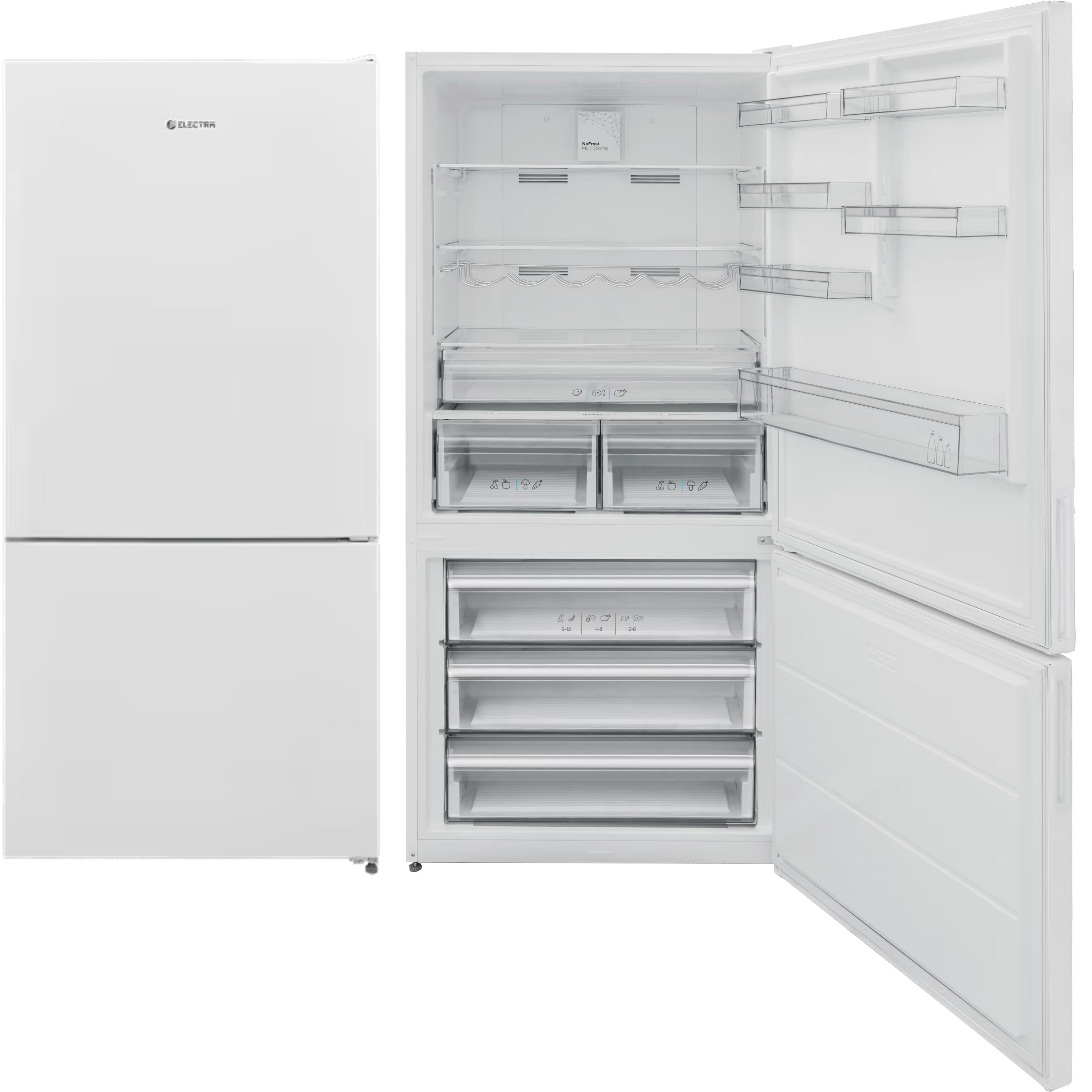 מקרר מקפיא תחתון 588 ליטר נטו Electra EL8753W - גימור לבן אחריות ע"י היבואן הרשמי