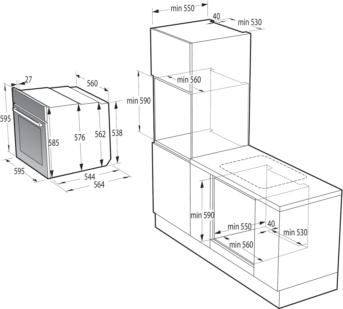 תנור אפייה בנוי פירוליטי 77 ליטר Gorenje Essential Line OPS84BG - גימור שחור אחריות ע"י היבואן הרשמי