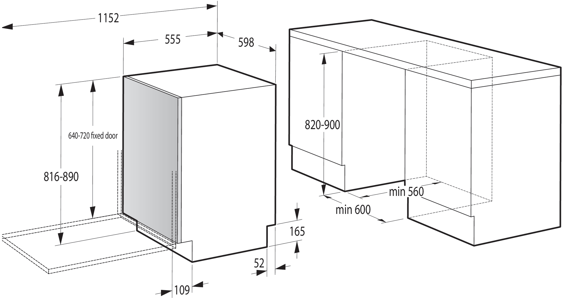 מדיח כלים אינטגראלי 13 מערכות כלים Hisense HV642E61 - אחריות ע"י היבואן הרשמי