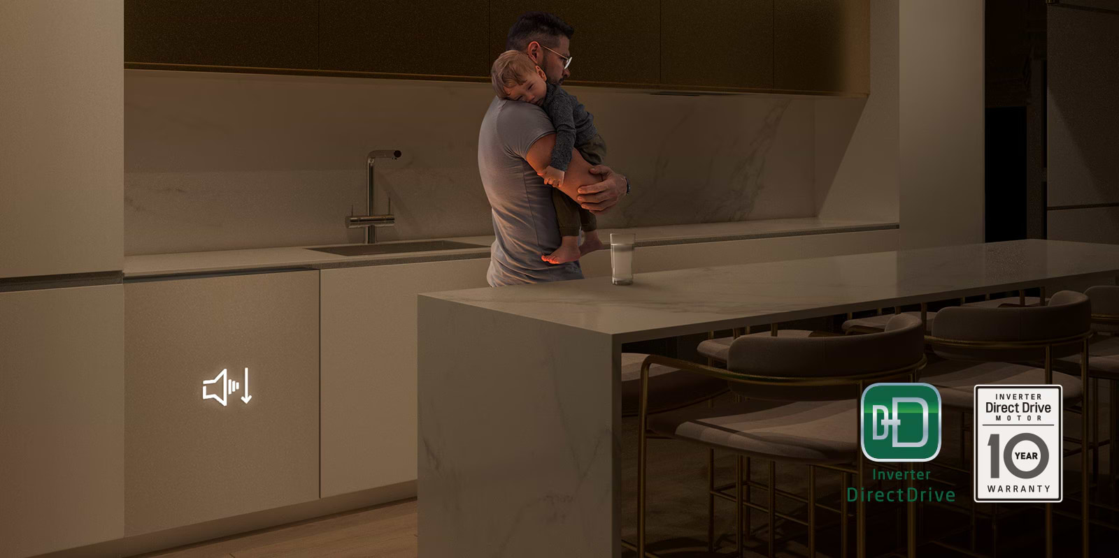 מדיח כלים רחב אינטגרלי מלא 14 מערכות כלים LG DBC513TS - אחריות ע"י היבואן הרשמי