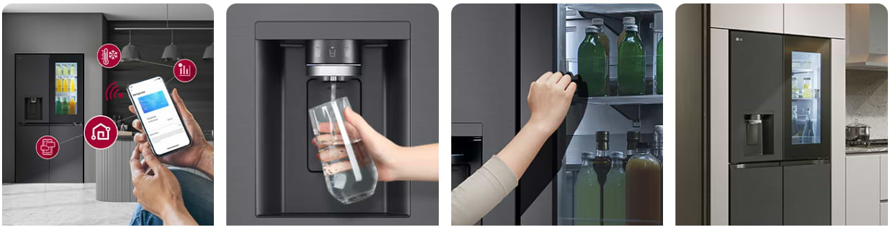 מקרר 4 דלתות בסגנון צרפתי 638 ליטר LG GR730BINS - גימור נירוסטה מושחרת אחריות ע"י היבואן הרשמי