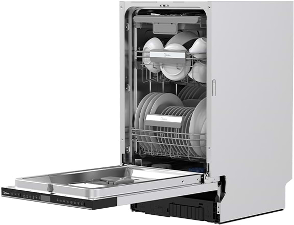 מדיח כלים אינטגראלי צר 10 מערכות כלים Midea WQP8-W7704M/6473 - אחריות ע"י היבואן הרשמי