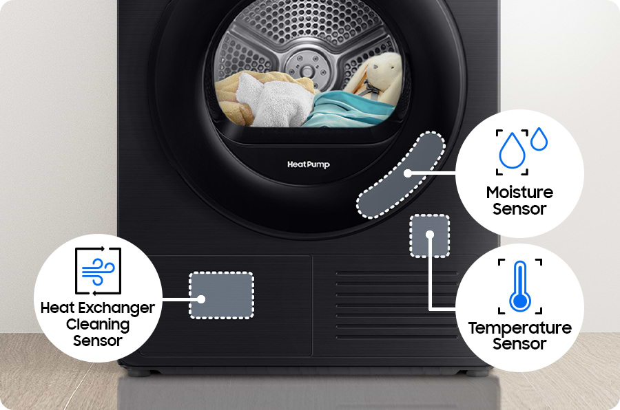 מייבש כביסה פתח חזית 8 ק"ג קונדנסור Samsung DV80CGC030AE Heat Pump - צבע לבן אחריות ע"י סמסונג ישראל