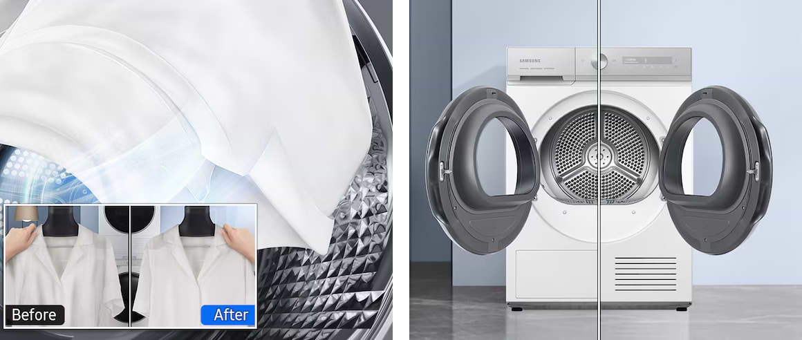 מייבש כביסה פתח חזית 9 ק"ג קונדנסור Samsung DV90BB9445GB Heat Pump Be Spoke - צבע שחור אחריות ע"י סמסונג ישראל