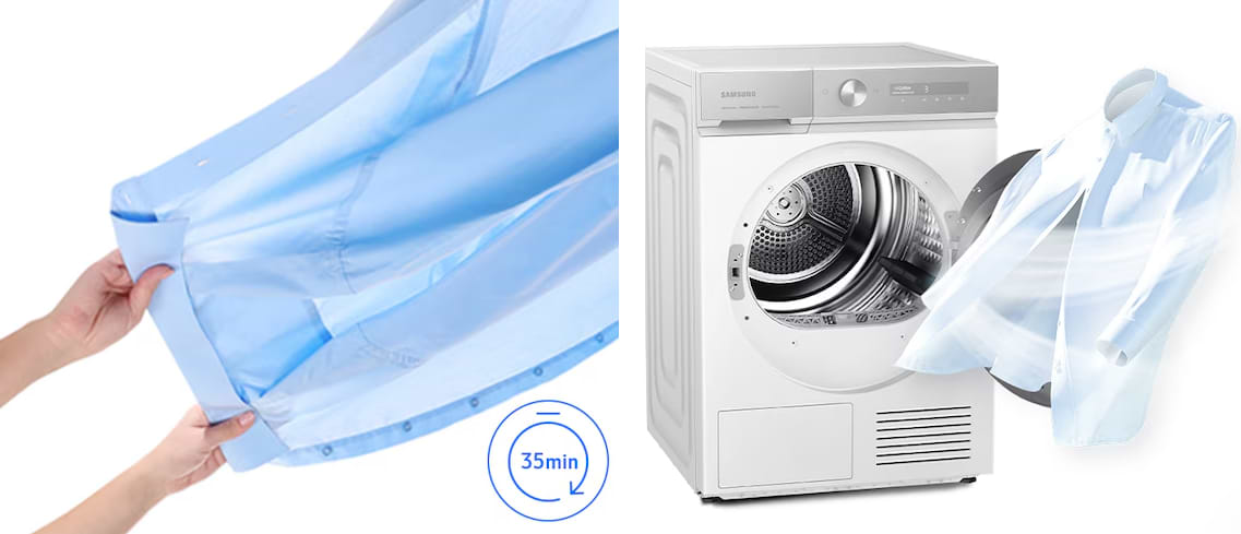 מייבש כביסה פתח חזית 9 ק"ג קונדנסור Samsung DV90BB9445GB Heat Pump Be Spoke - צבע שחור אחריות ע"י סמסונג ישראל
