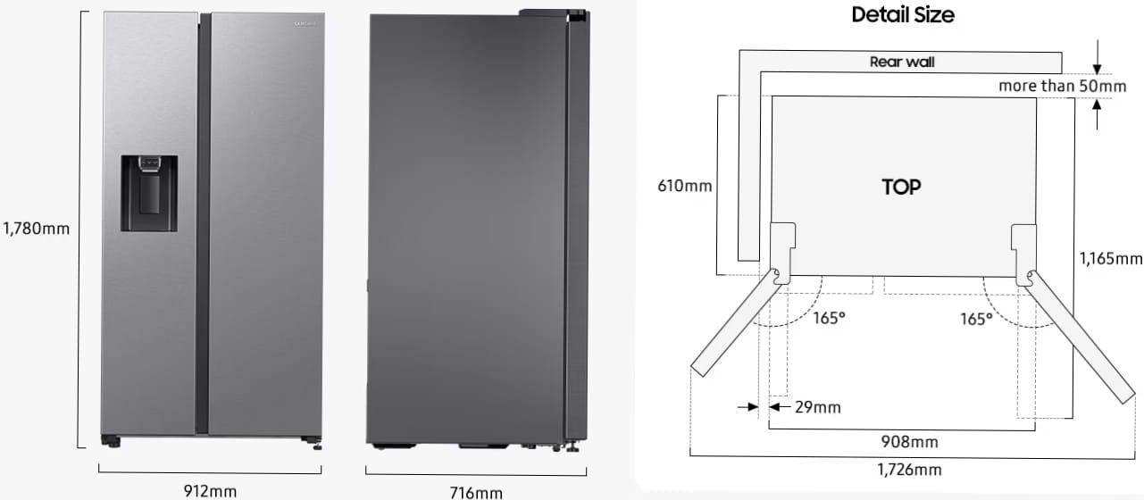 מקרר SBS דלת מול דלת 647 ליטר Samsung RS68DG5453S9 - גימור נירוסטה אחריות ע"י סמסונג ישראל