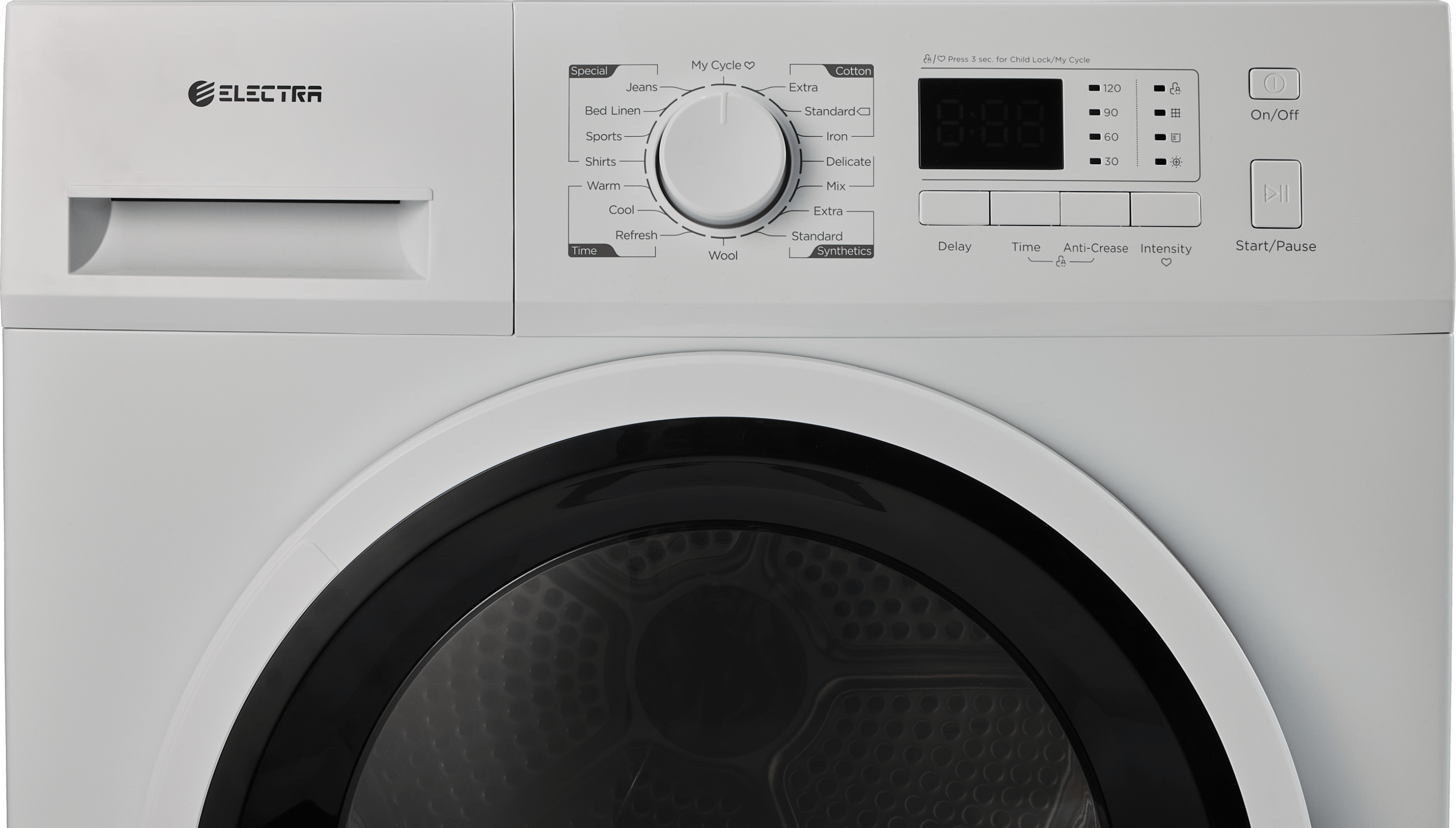 מייבש כביסה קונדנסור פתח חזית 8 ק"ג Electra EL895 Heat Pump - צבע לבן אחריות ע"י היבואן הרשמי