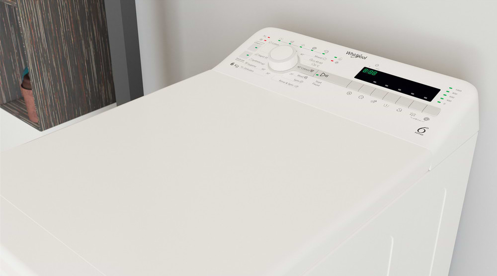 מכונת כביסה פתח עליון 6 ק"ג Whirlpool TDLR 6040S IL במהירות 1000  סל"ד - צבע לבן אחריות ע"י היבואן הרשמי
