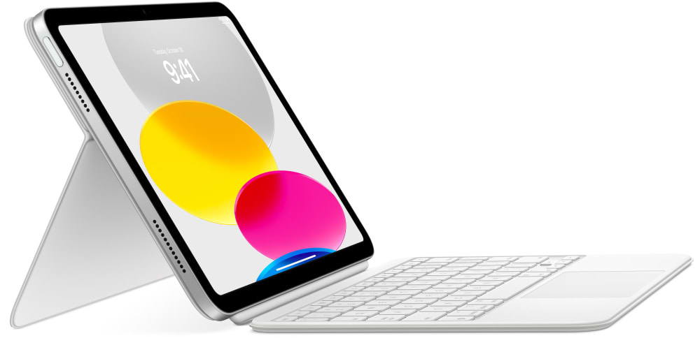 כיסוי מקלדת Apple Magic Keyboard Folio בעברית ל- Apple iPad 10.9" 2022 (10th Generation) - צבע לבן שנה אחריות ע"י היבואן הרשמי